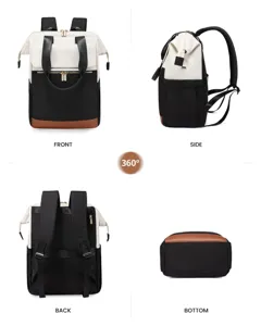 Detailed multi-angle views of large capacity women's laptop backpack for travel use