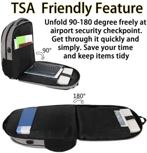 Laptop-Rucksack mit TSA-freundlicher 180-Grad-Öffnung für schnelle Sicherheitskontrollen.