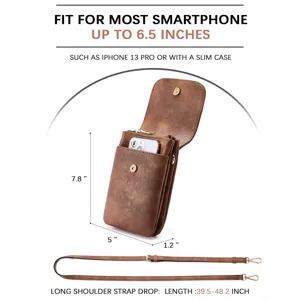 Detailed dimensions and compatibility of women's vintage PU leather crossbody phone bag