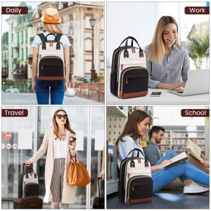 Collage lifestyle che mostra questo zaino versatile in contesti quotidiani, lavoro e studio.