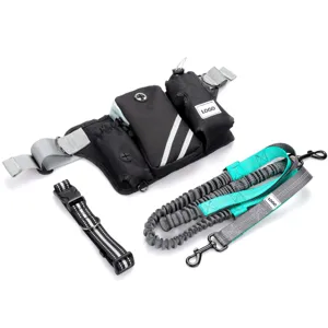 Detailed view of the multi-functional pet training waist bag with bungee leash set