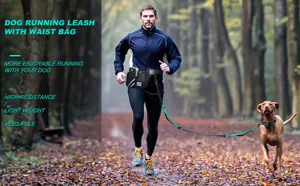 Professional hands-free dog running leash with multifunctional waist bag for active outdoor use