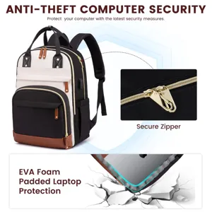 Zaino per laptop antifurto con cerniera di sicurezza e protezione imbottita in EVA.