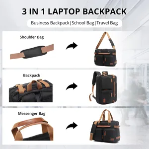 Mochila para portátil 3 en 1 versátil con modos de hombro, mochila y mensajero