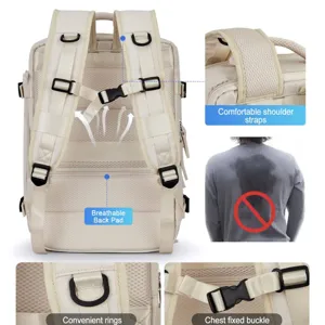 Mochila de viaje multifuncional con panel trasero transpirable y hebilla de pecho
