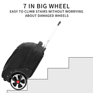 Zaino trolley business nero con ruote da 7 pollici per salire facilmente le scale