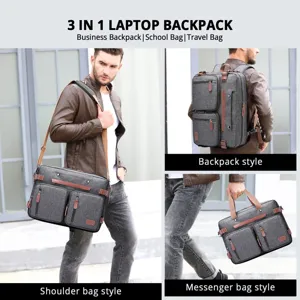 Mochila versátil 3 en 1 para portátil, muestra estilos de hombro, mochila y mano