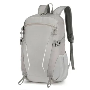Lightweight grey casual backpack for men and women outdoor travel school daypack bag.