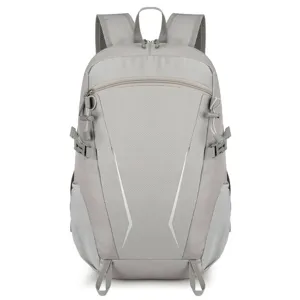 Lightweight grey backpack for hiking sport and travel, waterproof daypack with multiple pockets.