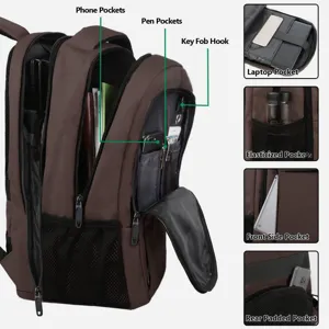Mochila profesional para hombre con múltiples bolsillos funcionales de almacenamiento interno
