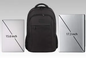 Comparación de la capacidad de la mochila negra para portátiles de 15,6 y 17,3 pulgadas.