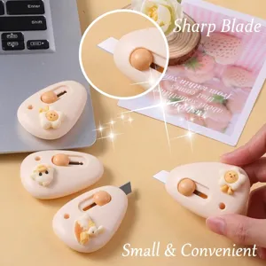 Süßes Cartoon-Mini-Cuttermesser mit Edelstahlklinge zum einfachen Entpacken von Paketen.