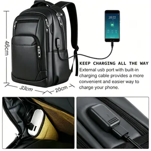 Mochila grande para portátil de hombre con puerto USB y dimensiones de 46 cm de altura.