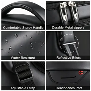 Detalles de las características de la mochila impermeable para portátil de negocios.