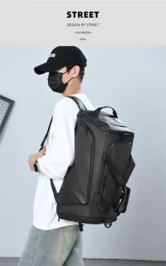 Grand sac à dos de fitness pour homme, sac de voyage de sport multifonctionnel avec séparation.