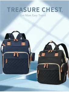 Große multifunktionale Wickeltasche Rucksack in Marineblau und Schwarz für Mütter