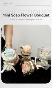 Mini soap flower bouquet gift box artificial rose present for teachers day party decoration