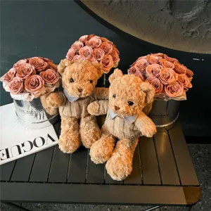 Adorable peluche d'ours avec boîte de roses préservées pour cadeau de Saint-Valentin