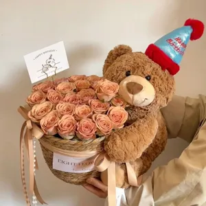 Valentijnsdag Cadeau Zeepbloem Cartoon Teddybeer Boeket Zeep Roos Schoon Bakje Leuke Beer Cadeau Voor Vriendin Verjaardag Feest Decor