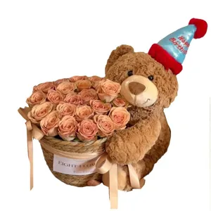 Valentijn cadeautje teddybeer rozen boeket emmer schattige verjaardag pluche speelgoed