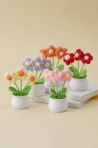 Handgemachte gehäkelte gestrickte Blume Topfpflanze süße Woll Sonnenblume Geschenk
