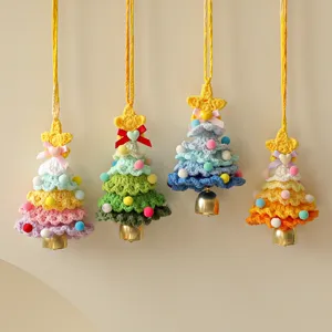 Handmade Crocheted Wool Christmas Tree Hanging Ornament Festive Decor Cute Home Party Holiday Decoration Gift