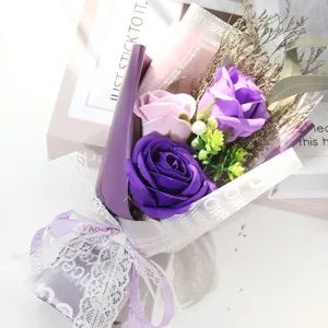 Artificial soap rose flower bouquet gift box for Valentine's Day teacher's day romantic present.