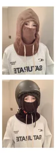 Winter thermal fleece balaclava windproof cycling ski hood neck warmer face mask warm