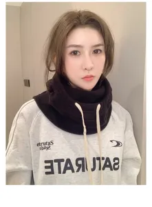 Thermal fleece neck warmer for winter outdoor cycling, windproof and cold-resistant gear.