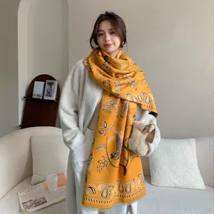 Eleganter doppelseitiger Schal aus Kaschmirimitat mit Vintage-Paisley-Muster für den Winter