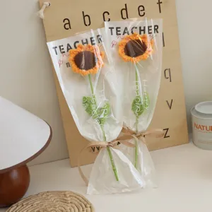 Handmade Crochet Sunflower Bouquet Knitted Everlasting Flower Finished Gift For Teacher Day Home Decor