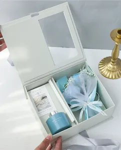 Gift box set featuring soap flower bouquet and aroma diffuser for romantic celebration.