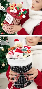 Christmas plush toy bouquet with LED lights holiday gift flower arrangement for festive decor