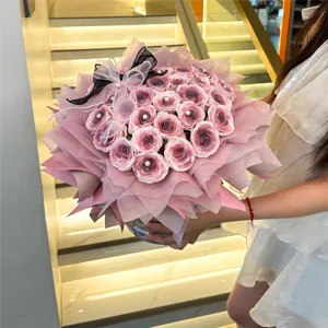 Ramo de rosas en forma de corazón flor artificial rosa regalo para San Valentín fiesta