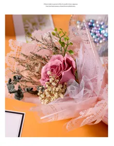 Bouquet de fleurs de savon rose artificielle pour cadeau d'anniversaire Saint Valentin