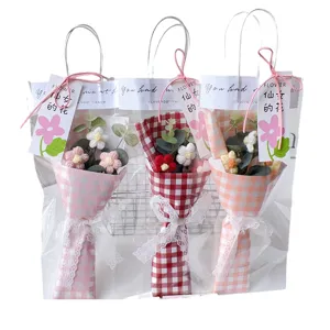Handmade crochet flower bouquet gift set in decorative carry bags for special occasions