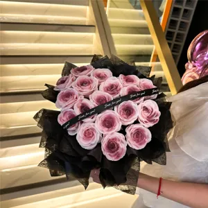 Ramo de rosas artificiales degradado morado regalo de San Valentín para fiesta cumpleaños