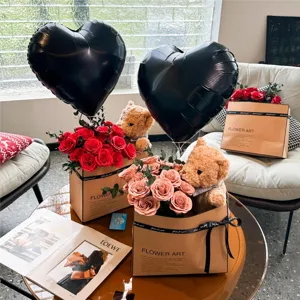 Bouquet de roses en peluche ours boîte cadeau Saint-Valentin cadeau romantique pour amie