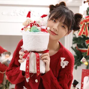Creative Christmas plush doll bouquet featuring teddy bear and bunny for holiday gifts