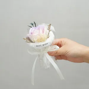 Mini artificial soap rose flower bouquet, beautiful handmade gift for teachers day and parties.