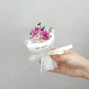 Mini dried flower bouquet gift hand holding preserved floral decoration for teacher day