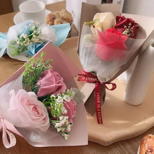 Artificial soap rose flower bouquet gift box for teacher day wedding home decoration