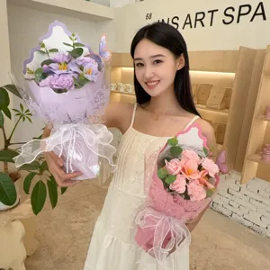 Elegant soap flower bouquets with roses and carnations for Valentine's Day gifting