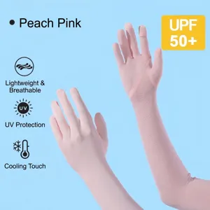 Lange pfirsichrosa Sonnenschutz-Eisseidenärmel mit UPF 50+ für Damen