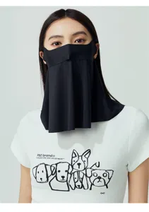 Black sun protection face mask neck cover breathable for outdoor cycling uv protection