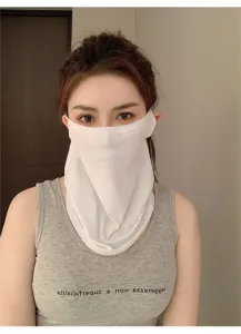 Ice silk sun protection face mask and breathable neck cover for outdoor summer UV protection use.