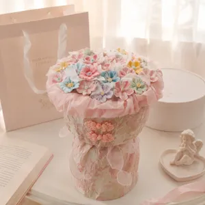 Exquisite Jingdezhen ceramic flower bouquet, beautiful handmade dopamine style floral gift for teachers.