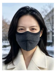Mascarilla facial de lana de invierno a prueba de viento, cálida y transpirable para mujer.