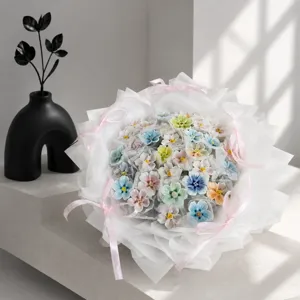 Handmade ceramic flower bouquet with dopamine color matching, perfect romantic gift for Valentine's day.