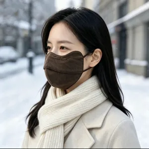 Mascarilla facial cálida a prueba de viento de lana y nailon para mujer, protección elegante